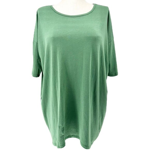 LuLaRoe Irma Top Womens L Green Relaxed Fit SS High-Low Hem Tunic Style Soft - Picture 1 of 9